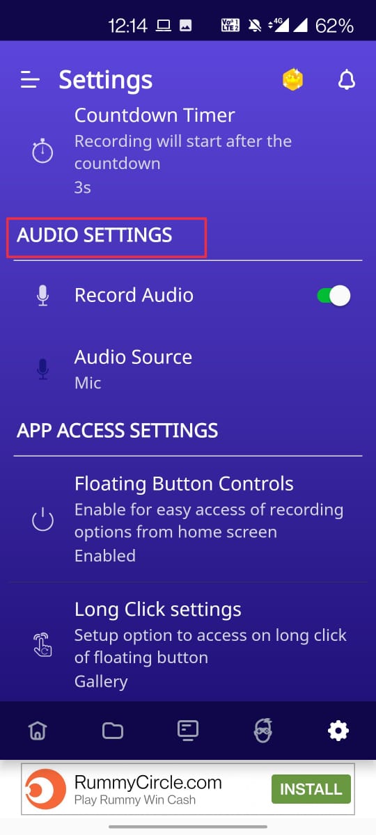 scroll down to audio settings