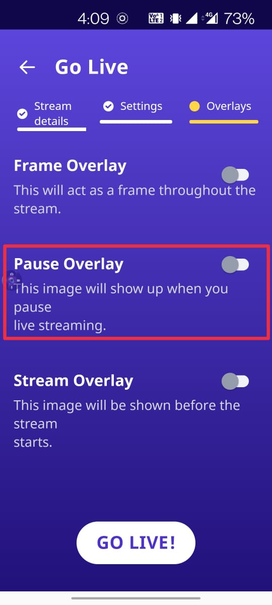 click on pause banner