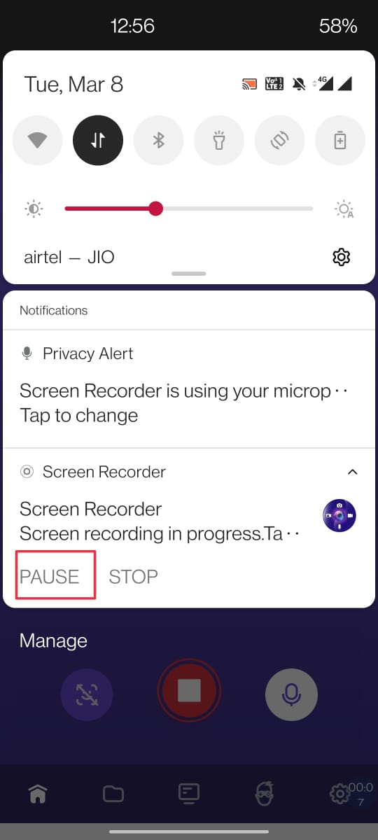 how to pause video from notification