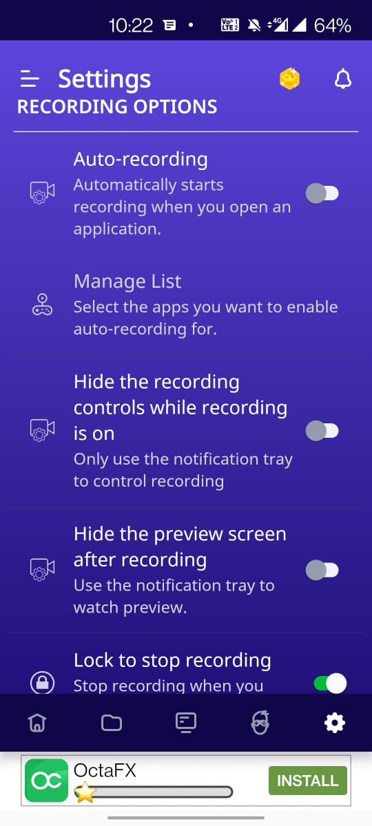 video and recording option